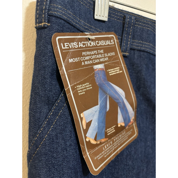 NEW NOS 70s Retro Levi’s Action Casual Mens Vintage NWT 38x32 Dark Blue Jeans - Picture 5 of 11